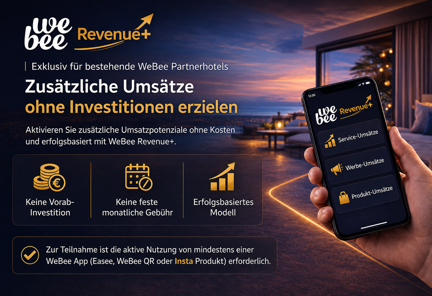 Erlösbeteiligungs-basiertes Zusatz-Upselling für Hotels
